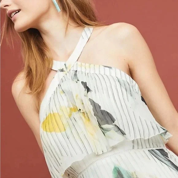 NWT Anthropologie Midi Dress Floral Tiered Size 8 - Picture 2 of 16